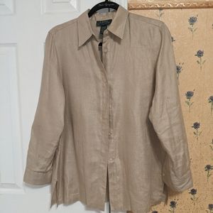 Ralph Lauren P/M beige 100% linen blouse. EUC